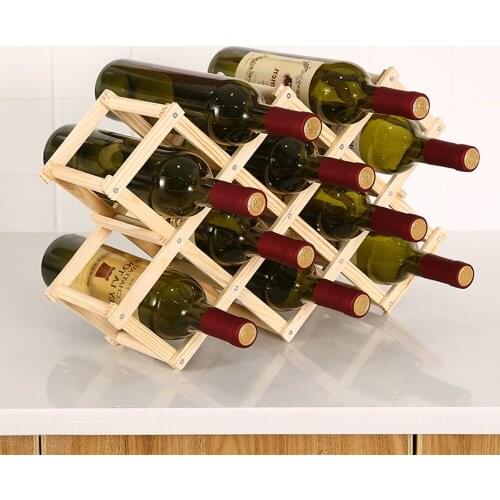 Collapsible Wooden Wine Racks Bottle Cabinet Stand Holders Wood Shelf Organizer Storage For Retro Display Cabinet Storage Racks