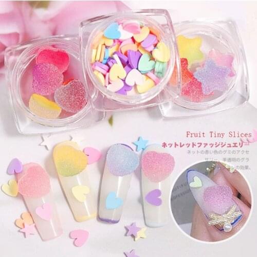 Styles 3D Fruit Tiny Slices Sticker Polymer Clay DIY Designs SlicePeach heart clay Decors Women Nail Art