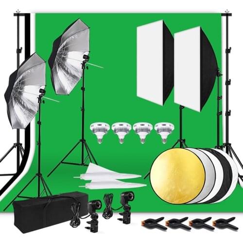 Photography Studio Supplie 2.6*3M Background Support Stand Umbrella Light Green Backdrop for Photography Video Shooting