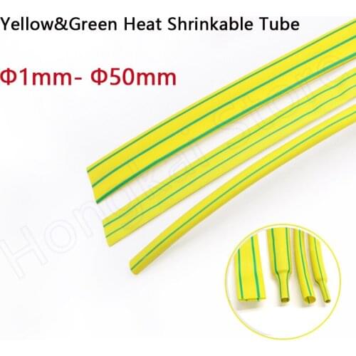 Yellow-Green Heat Shrinkable Tube Φ1mm- Φ50mm Polyethylene Cable Wire Electrical Sleeving For Harness Pipe Marking