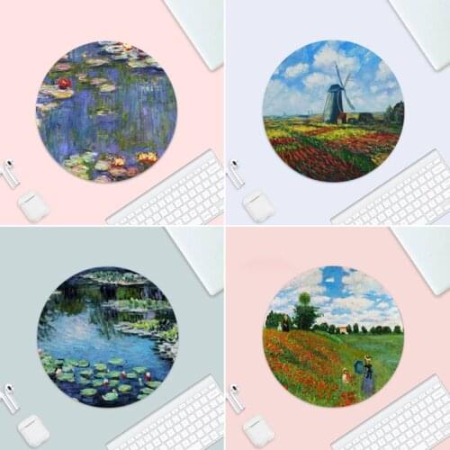Claude Monet Art Unique Desktop Pad Mice Retail Small Rubber Mousepad Desk Table Protect Game Office Work Round Mouse Mat pad