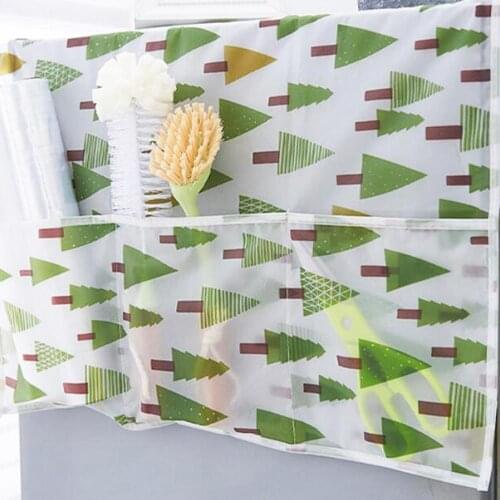 Whale Tree Print Fridge Wash Machine Waterproof Anti-Dust Cover Storage Bag Pouch Durable Fridge Dust Cover with Pockets