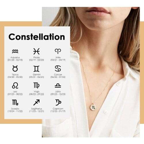 Visunion Romantic Design Necklace Engraving Constellation Design Necklace Stainless Steel Fashion for Women Best Friends Gift