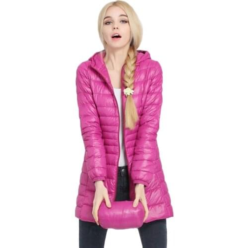Winter jacket Womans Outerwear Slim Hooded Jacket Woman Warm Down Coats Ladies Ultra Light Jackets White Duck Down Parkas 7XL
