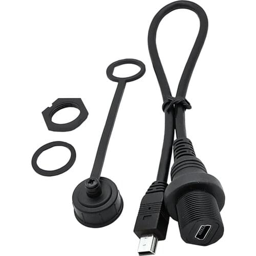 0.2M 1M Mini USB 2.0 IP67 Waterproof Cable,Mini USB2.0 Male to Female IP 67 Water Proof Panel Mount Connector Extension cord