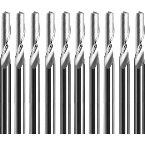 10pcs 3.175mm Shank 1 Flute Milling Cutter for Polishing Aluminum Tungsten CNC Engraving Tool End Mill Cutter for Aluminum