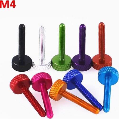 2PCS M4 knurled Thumb Screw Aluminum Alloy Round Flat Head Case Screws Multiple Color Length 25mm 30mm