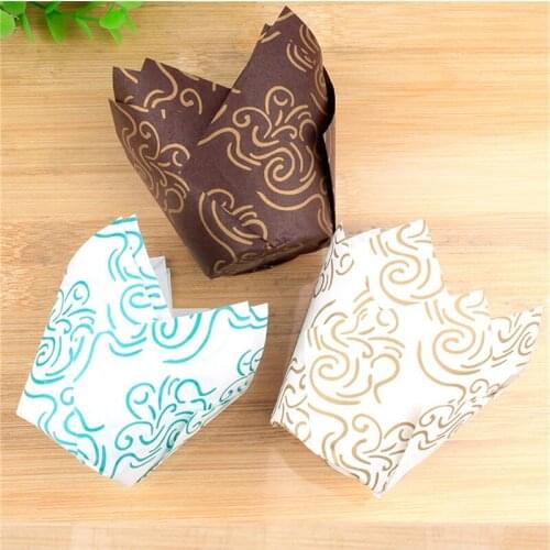 50pcs Cupcake Liner Muffin Box Wedding Caissettes Tulip Oilproof Baking Paper Cup Party Tray Cake Mold Decoration