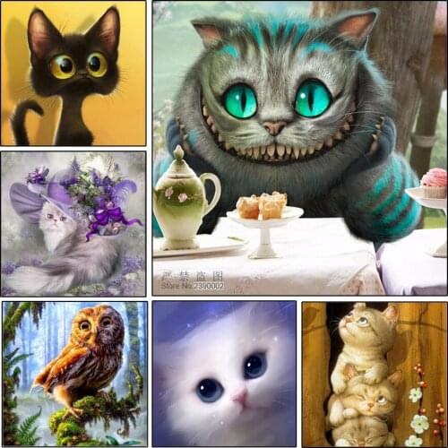 5D Diy Diamond Painting Animal Picture Chinchillas Owl Cat Needlework Kits Home Decor Full Square Diamond Embroidery Mosaic