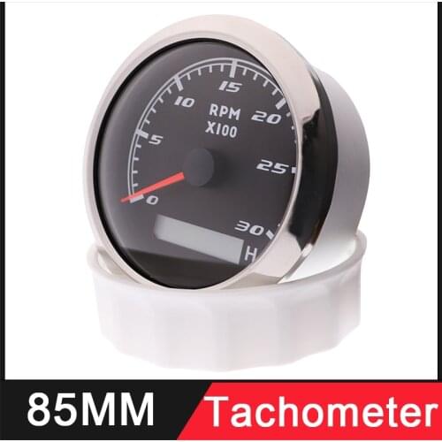 85MM Tachometer Gauge 3000 RPM Tachometer Marine Tacho Meter With Hourmeter Red Backlight Fit For Car Yacht Universal 9-32V
