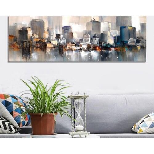 Abstract Landscape Posters and Prints Wall Art Canvas Painting Lovers and City View Oil Painting Pictures for Living Room Decor