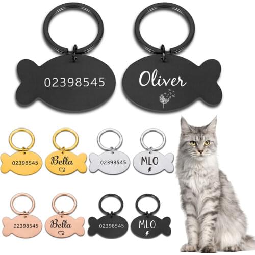 Free Engraving Pet Dog Cat Collar Accessories Decoration Pet ID Dog Tags Collars Stainless Steel Cat Tag Customized Tag