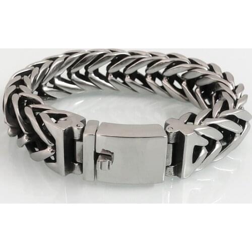 Vintage Punk Mens Stainless Steel Bracelet Classic V Shape Mesh Chain Link Bangle Biker Homme Armband Male Heavy Metal Jewelry