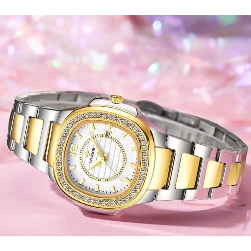 Reloj Mujer WWOOR Ladies Gold Watch Women Watches Top Luxury Diamond Bracelet Watches Women Fashion Waterproof Date Quartz Clock