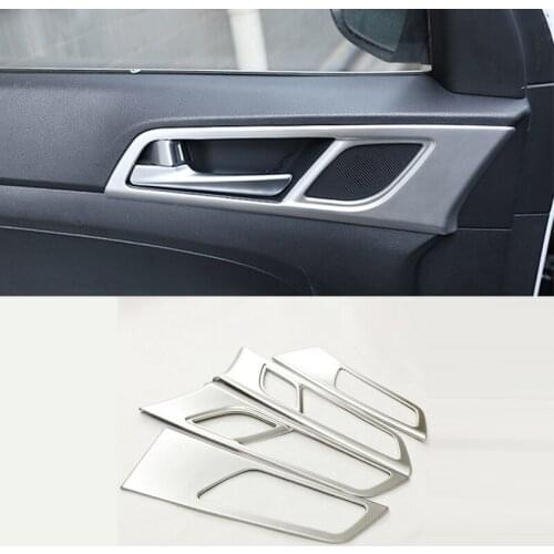 For Hyundai Tucson 2015-2019 ABS Matte/Carbon LHD Car inner door Bowl protector frame Cover Trim Sticker Car Styling accessories
