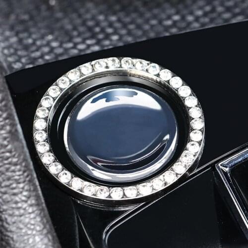 Engine Start Stop Ring Emblem Sticker- Rhinestone Ignition Button Car Key Knob-Interior Push Button Auto Decorative