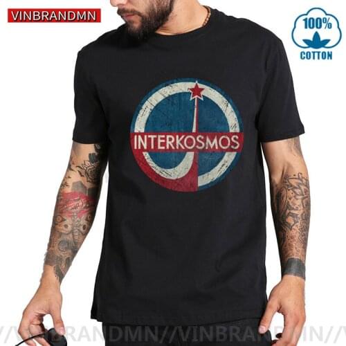 Vintage Soviet CCCP Interkosmos T shirt men Russian USSR Tee Retro Yuri t-shirt Soviet Union Space Program Tops Summer Tops tees