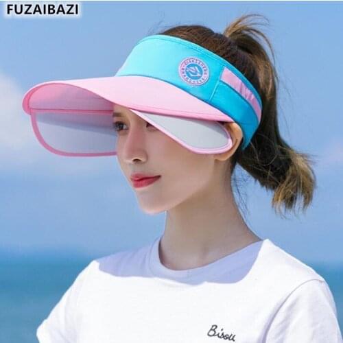 FUZAIBAZI New Female Cycling Sun Protection Anti-UVShading Empty Top Big Brim Summer Fashion Hat Adjustable Size Trend Sombrero