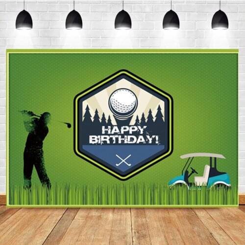 Laeacco Baby Boys Birthday Portrait Green Background Golf Club Customization Photographic Photo Backdrop For Photo Studio