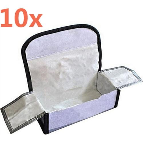 10Pcs Arrowmax RC Square LiPo Safe Bag Battery Safety Li-Po Protect Bag Pouch Safe Guard Charge Sack 185 X 75 X 60 mm AM-199502