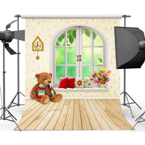 Mehofoto Cartoon Photo Background Shoot for Pictures Wood Floor Windows Backdrop for Photographic F-1485