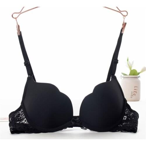 Fashion Womans Bra Lace side push up bra small chest young girl sexy bra push up brassiere small breast lace girl bra 32 34 36A
