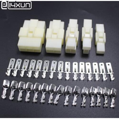 Sample 6.3mm Car Connector Kits 1P 2P 3P 4P 6P 6.3 Male Female Electrical Plug Socket for Motorcycle Car Auto