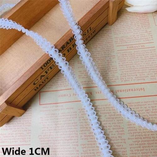 1CM Wide Exquisite White Glitter Hand-sewn Pearls Braided Ribbon Lace Material Clothing Collar Hat Skirt DIY Sewing Accessories