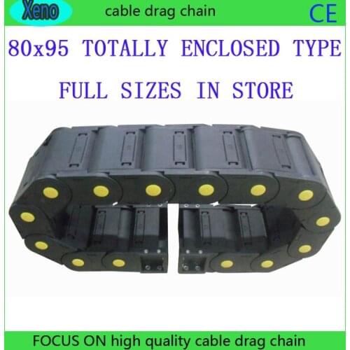 Free Shipping 80x95 1 Meter Totally Enclosed Type Plastic Cable Drag Chain Wire Carrier With End Connects For CNC Machine