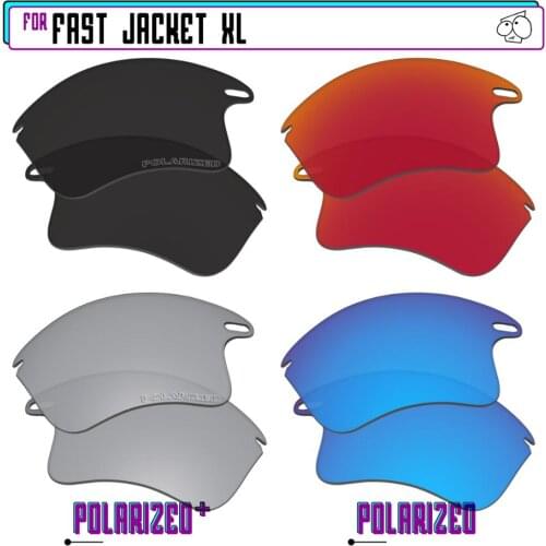 EZReplace Polarized Replacement Lenses for - Oakley Fast Jacket XL Sunglasses - BkSrP Plus-RedBlueP