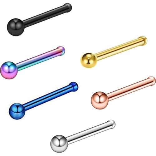 Cute Small Ball Straight Body Jewelry Nose Nail Ring 316L Surgical Steel Nose Studs Ear Piercing Earring Wedding Trinket