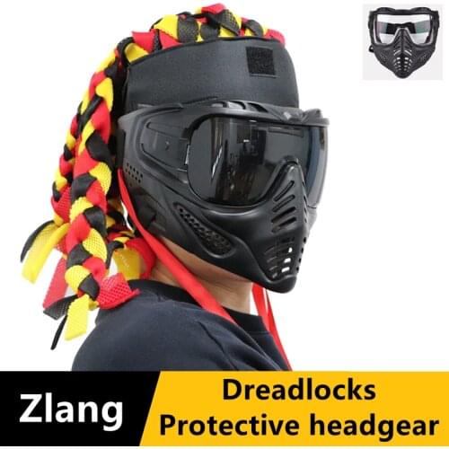Airsoft Paintball Tactical Mask With Dreadlocks Headgear Face and Head Protective Goggles Cosplay