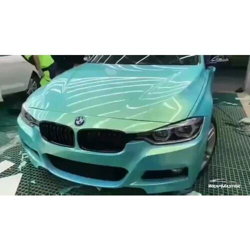 TSAUTOP Air Channel Gold Metal Fluorescence Yellow Vinyl Car Wrap Material