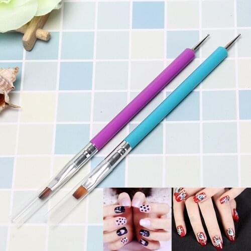 Waterproof Double Head UV Gel Polish Brush Liners Nail Art Pencils Painting Dotting Pen Point Drill Tools
