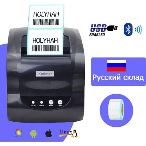 Xprinter 365B Thermal Barcode Label Printer 3 inch POS Receipt Printer 80mm Bluetooth USB for Windows Phone Price Tag Inkless