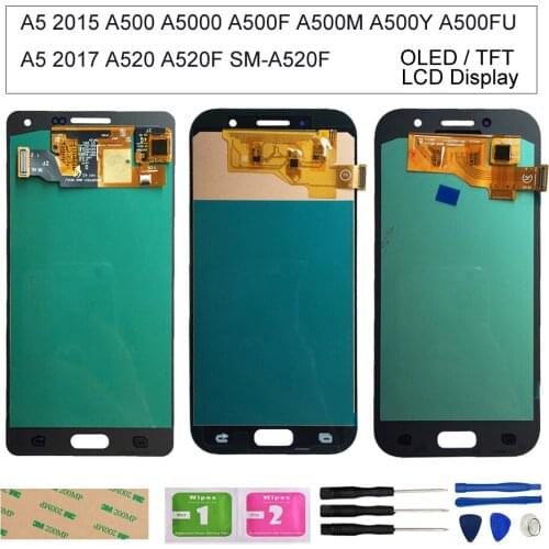 TFT/OLED A5 2015 LCD For Samsung Galaxy A5 2017 A520 A500 A5000 A500F lcd Display Touch Screen Digitizer Assembly Repair Parts