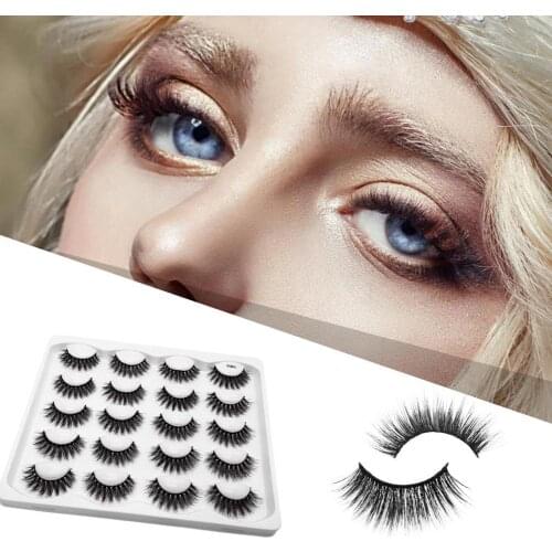 10 Pairs Eyelash Long-lasting Natural Effect Slender Handmade Mink Hair Eye Lash for Lady