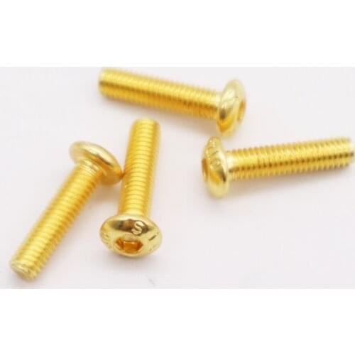 10Pcs G12.9 iso7380 steel with Titanium plating Gold Hex Screw M2 M2.5 M3 M4 M5 Hex Socket titanium plating glod head Screw