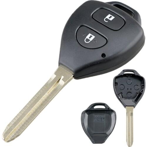 2 Buttons Black Uncut Car Remote Key Shell Cases Auto Key Case Replacement Fit for Toyota Corolla RAV4 Smart Key Fob Case