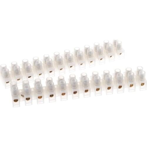 2 Pcs 10A Dual Row Connector 12 Position Wire Barrier Terminal Strip Block