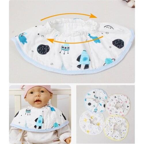 2 Pcs Baby Printing Bamboo Fiber Cotton 360 Degree Rotating Bibs Saliva Towel