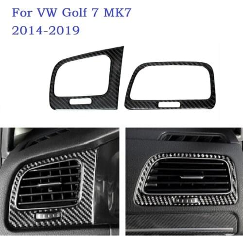 2 PCS Real Carbon Fiber Side Air Vent Outlet Trim Cover Fit For Golf MK7 GTI R 2014-2019 Car Accessories