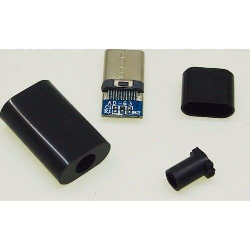 5set/lot 4 in 1 DIY Welding Wire Type USB 3.1TYPE C Male Plug With Plastic Shell