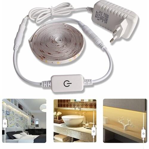 5M LED light Strip Waterproof 2835 Ribbon LED Strip Dimmable Touch Sensor Switch 12V Power Supply For Under Cabinet Kitchen Lamp
