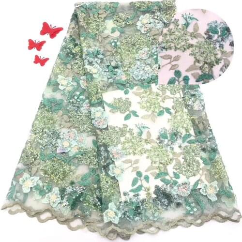 African Lace Fabric 2021 High Quality Lace Fabric French Sequin Lace Fabric Embroidery Nigerian Party Dress SZ0129