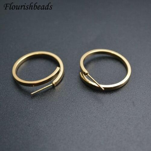 Anti-rust Real Gold Plated Hoop Earrings Simple Round Ear Hoops High Quality Earrings Hooks for DIY Jewelry Making Supplies