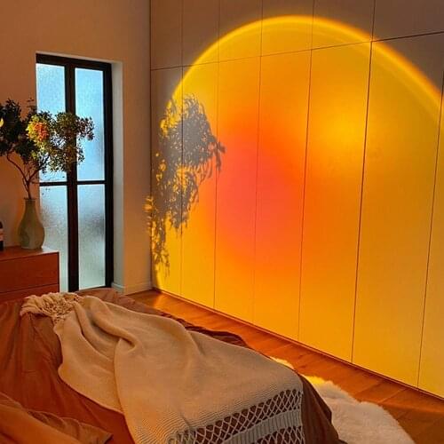 Atmosphere Led Night Light Rainbow Sunset Projector Lamp for Home Coffe shop Background Wall Decoration USB Operate Table Lamp