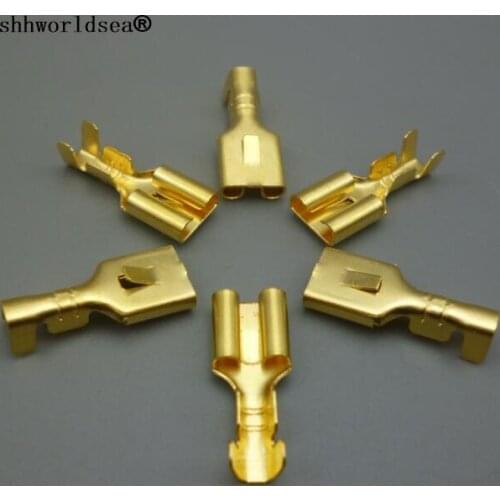 Shhworldsea 50pcs/lot Free Shipping Automotive 6.3mm car splices wier terminals Crimp Terminal Female Spade Connector car auto