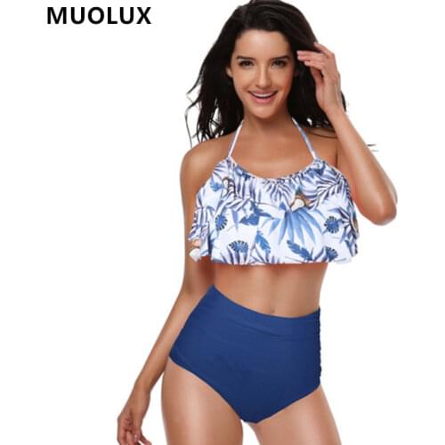 Bikini 2021 New Arrival Womens Swimsuit Bandage Skirt Top Style High Waist Bottom 2 Pieces Swimwear Sexy Push Up Bathing Suit