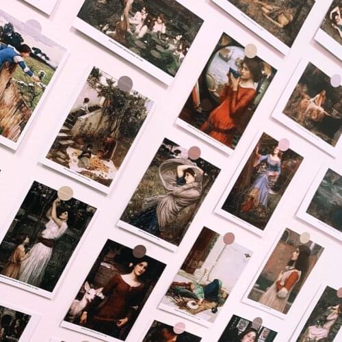 30 sheets/set Art Museum series Works by John William Waterhouse Famous artists English postcards Envelopes Artwork postcards